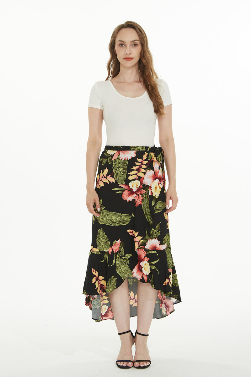 Matching Hawaiian Couple Outfits - Black Tropical Luau Shirt & Maxi Dress Set