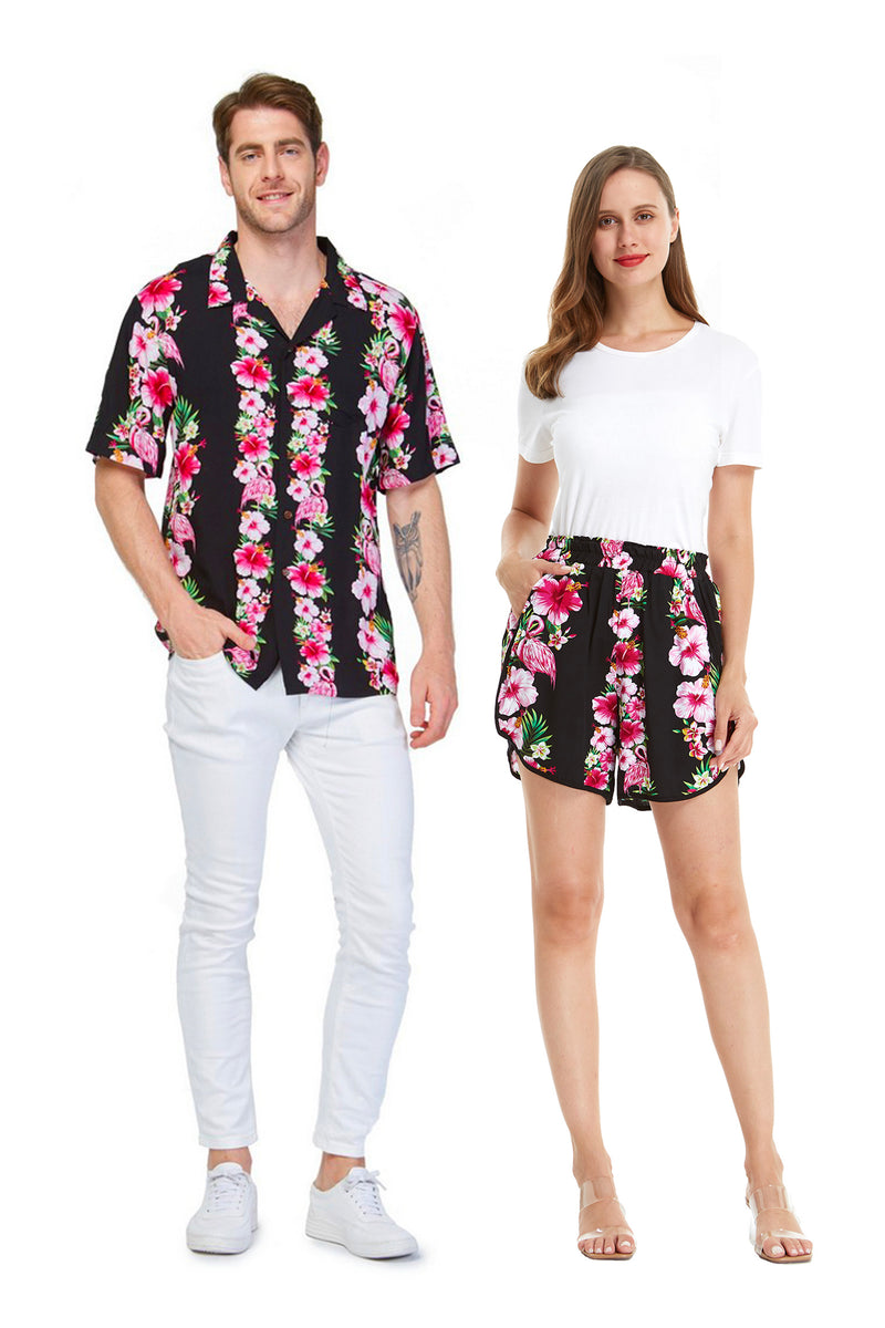 Couple Moku Mani Set in Pink Hibiscus Vine Turquoise main image 0