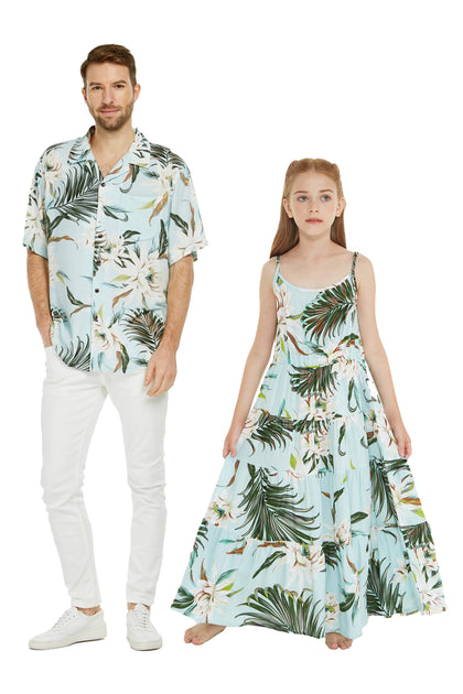 Mother Daughter Lanai Keiki Set in Wispy Cereus Light Blue main image 1