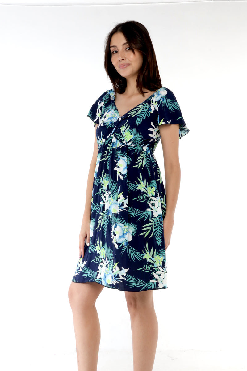 Women's Wrap Ruffle Dress in Orchid Breeze White