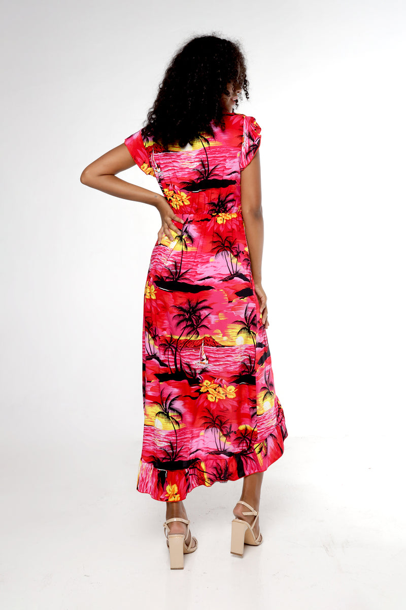 Red Ruffle Retreat Dress