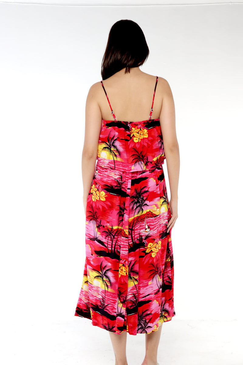 Women's Charming Muumuu Dress in Sunset Red Plus Size