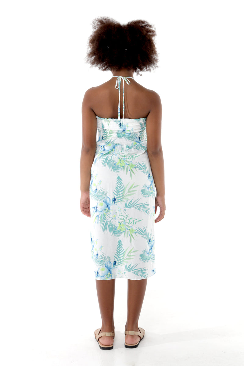 Springwood Meadow - Oriental Halter Girl Dress in White