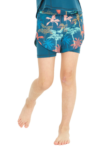 Orange Hawaiian Palm Tree Print Women's Shorts