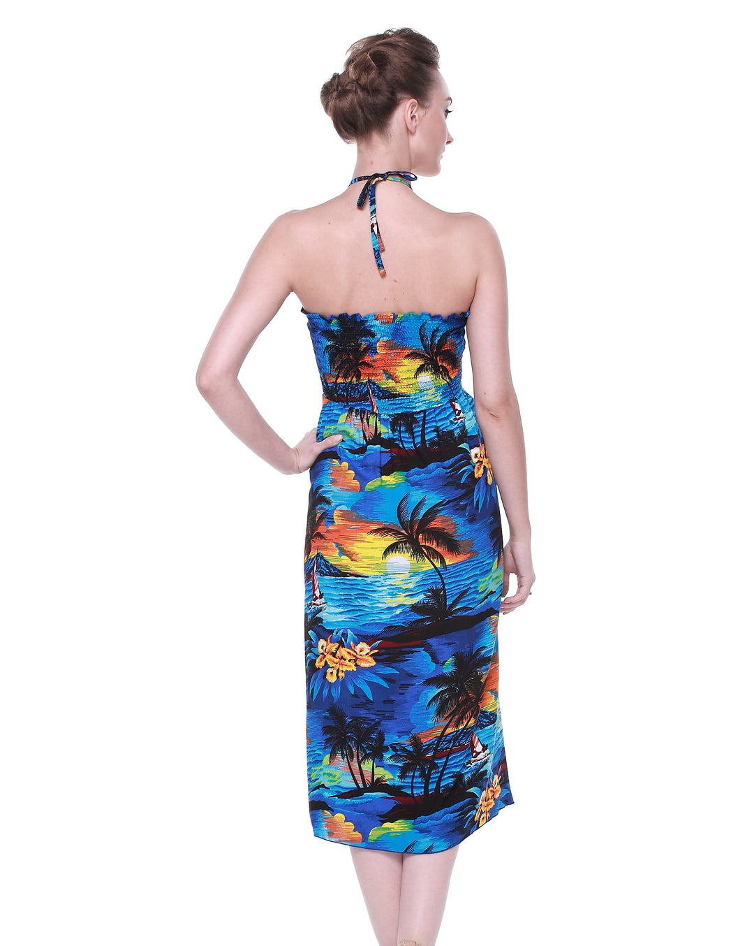 Hawaii Hangover Women's Hawaiian Butterfly Luau Dress in Sunset Blue XS Hawaii Hangover Women's Hawaiian Butterfly Luau Dress in Sunset Blue XS