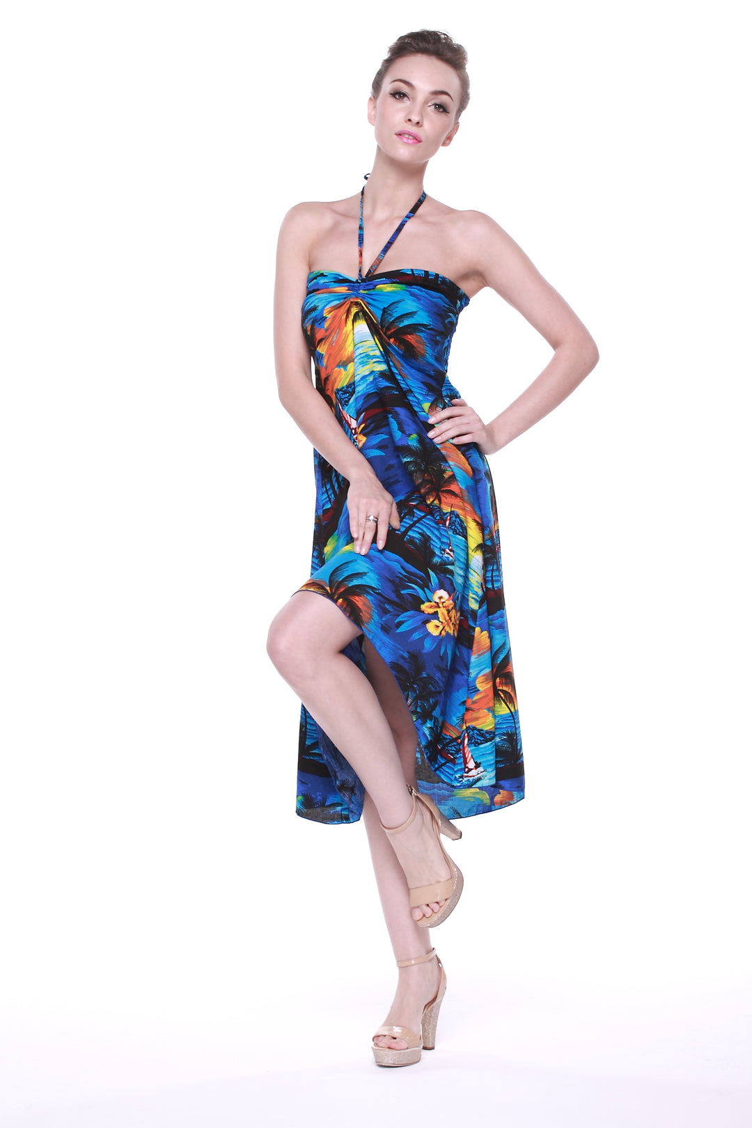 luau party dress Hawaii Hangover Women's Hawaiian Butterfly Luau Dress in Sunset Blue XS