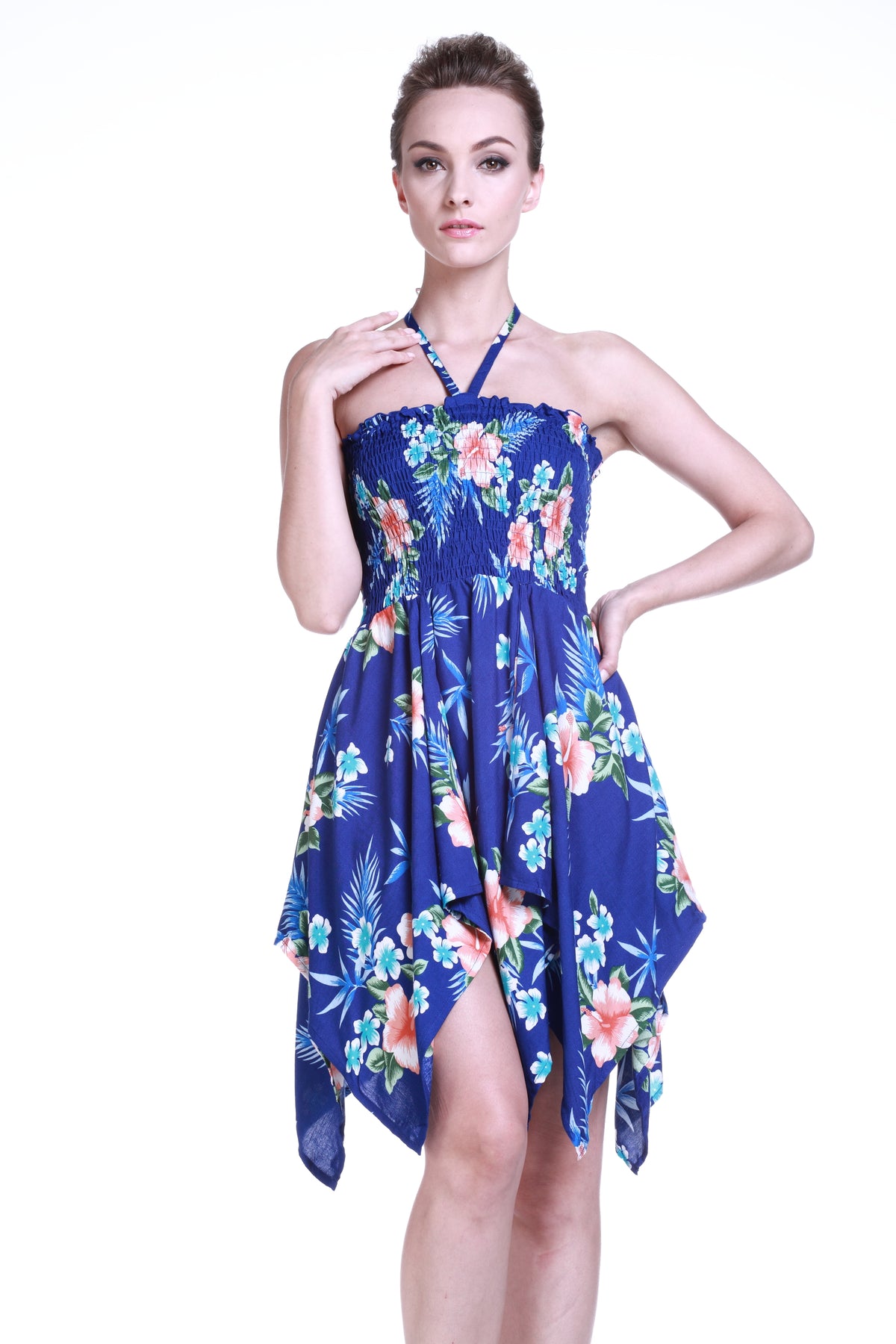 Gypsy Dress Hawaiian Dress Luau Dress Fairy Dress in Blue Hibiscus ...