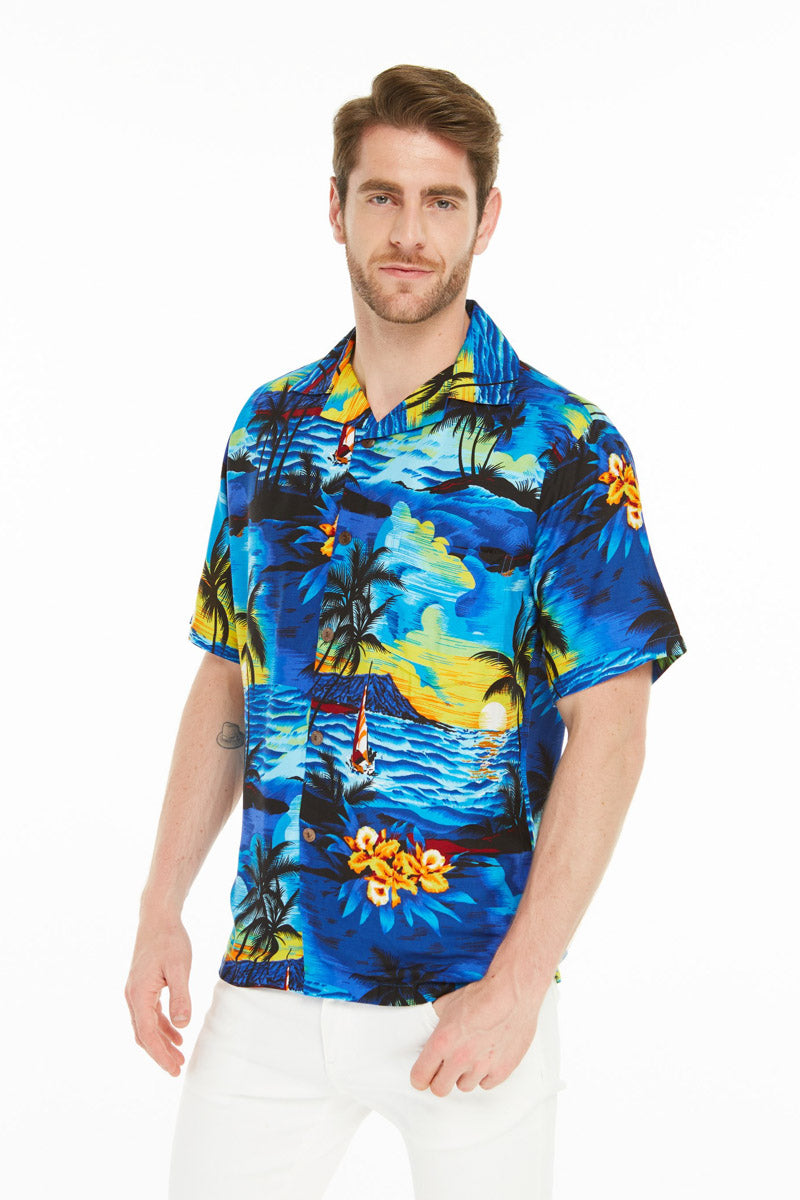 Men's Hawaiian Shirt Aloha Shirt 2XL Sunset Blue – Hawaii Hangover