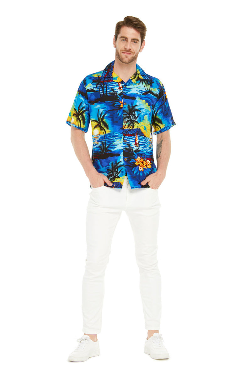 Men's Hawaiian Shirt Aloha Shirt 2XL Sunset Blue – Hawaii Hangover