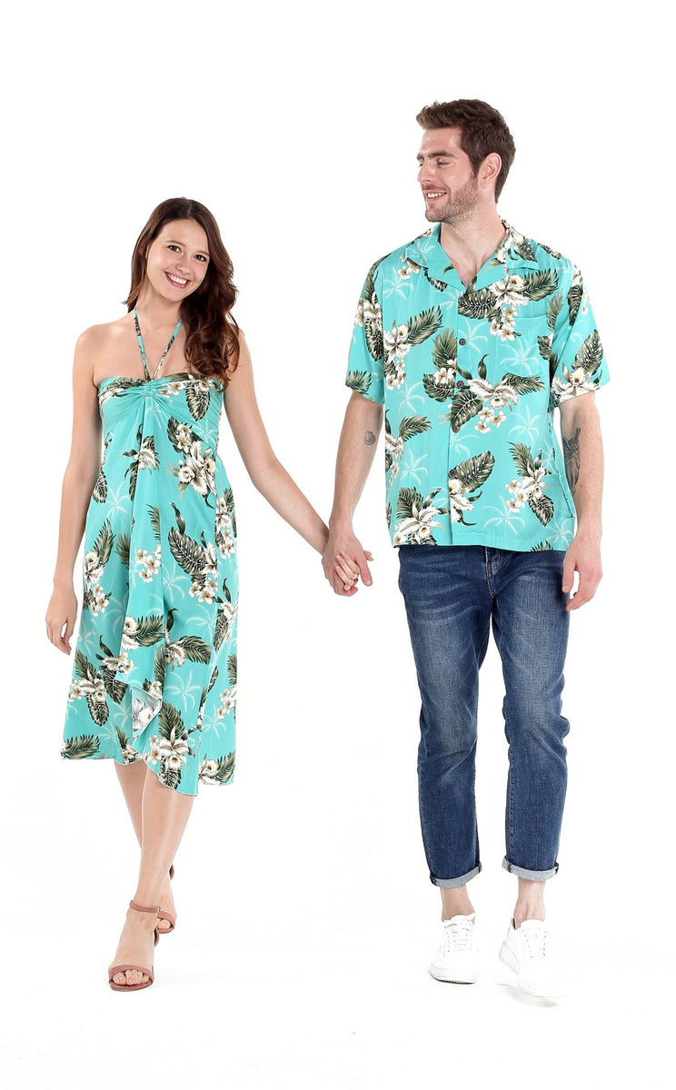 Couple Aloha Set in Orchid Palm Turquoise – Hawaii Hangover