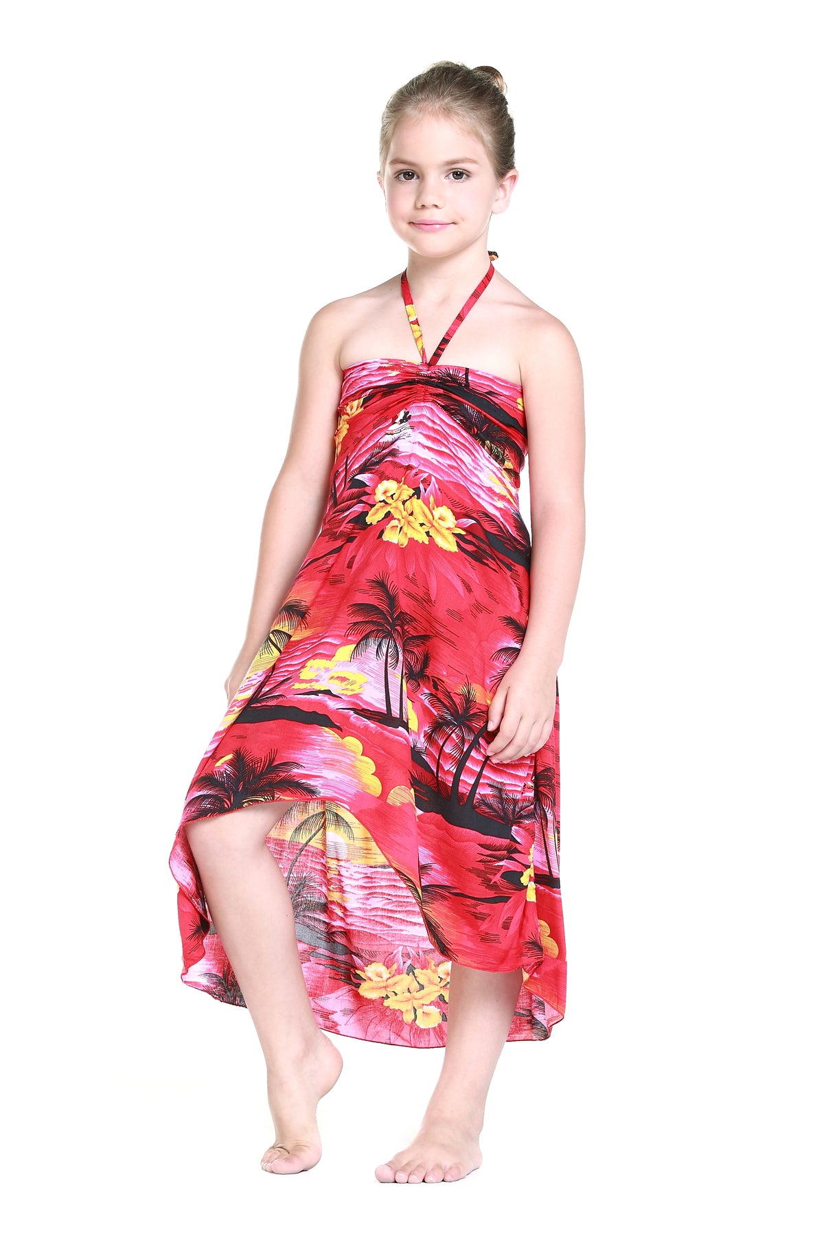 Girl Hawaiian Halter Dress in Red Sunset Size 10 – Hawaii Hangover