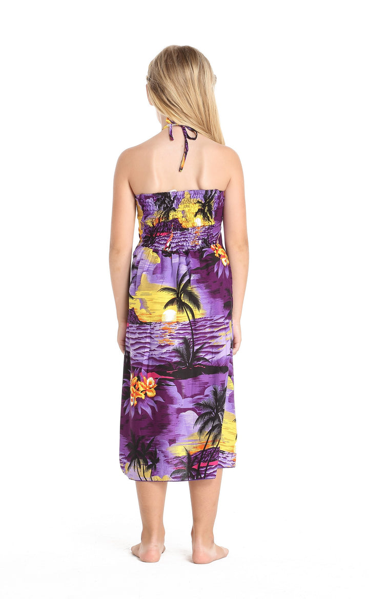 purple hawaiian dresses Waikiki Purple Hawaiian Meaaloha Muumuu Dress with Sleeves