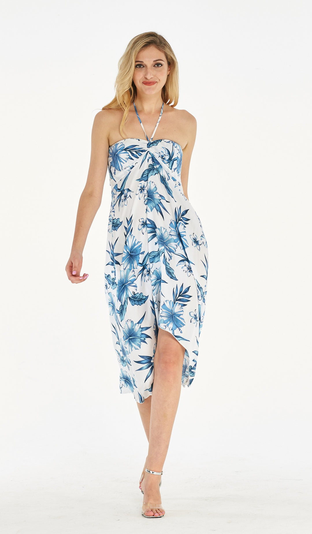 hawaiian halter dress Hawaii Hangover Women's Luau Floral Print Halter Dress, Size: 2XL, Day Dream Bloom finished ties Hook Glitter Evening Gown color:emerald Yiso Women Black Lace
