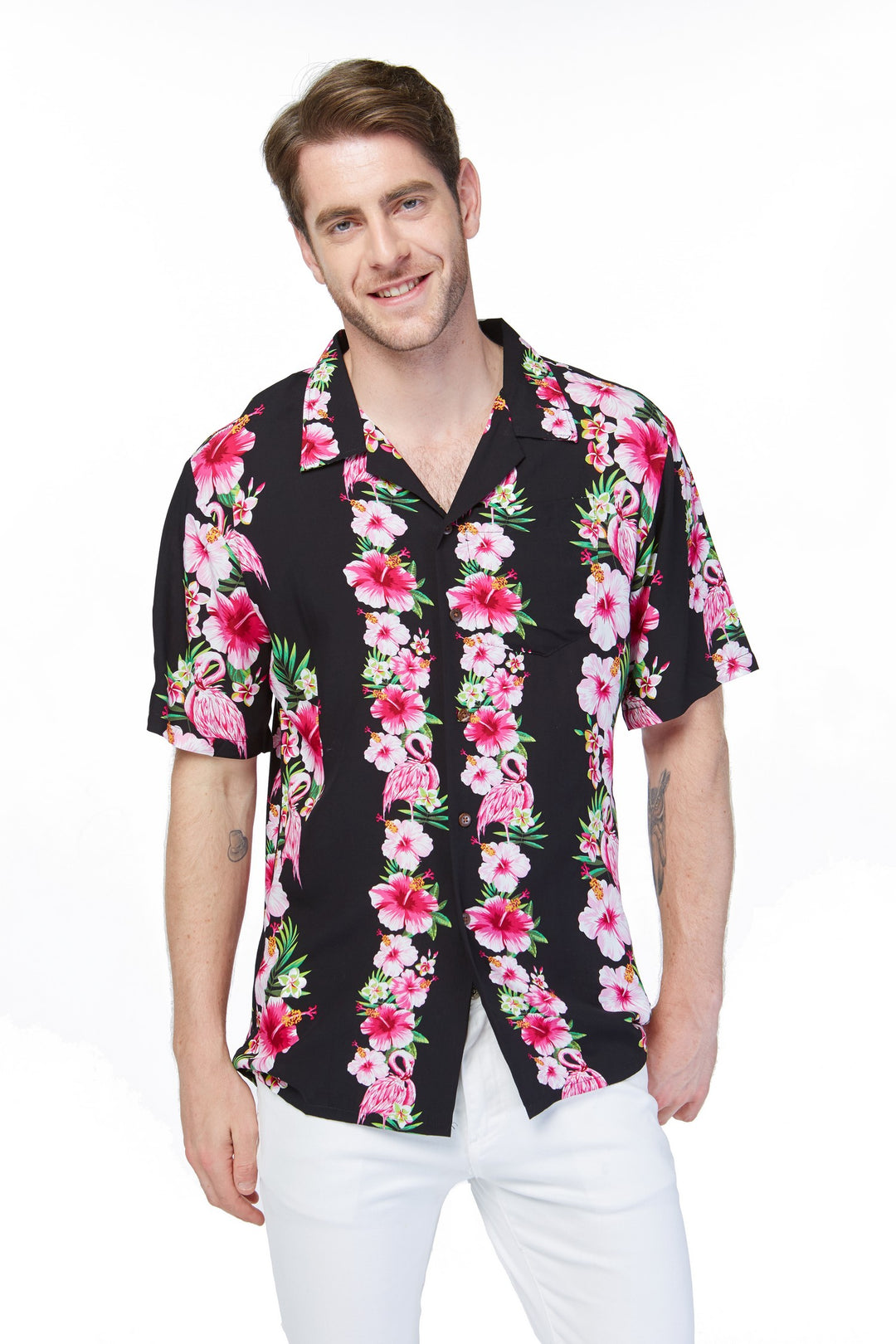 Hawaii Hangover Men's Hawaiian Shirt Aloha Shirt 2XL Pink Black