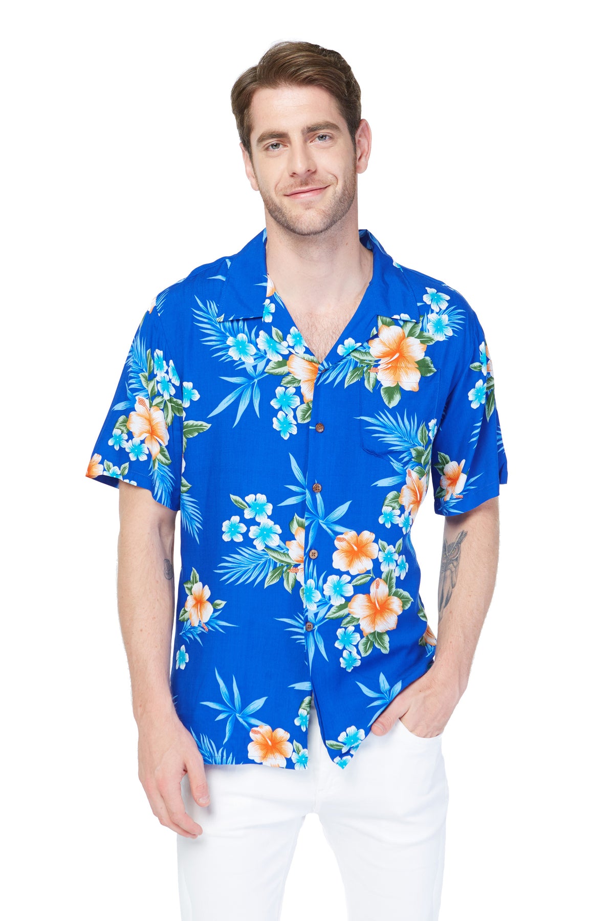 Hawaii Hangover Men's Hawaiian Shirt Aloha Shirt 2XL Hibiscus Blue