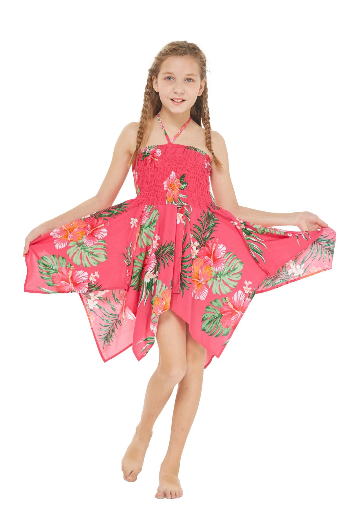 Girl Fairy Uneven Bottom Hawaiian Luau Dress in Pretty Tropical Hot Pink Size 12 Hawaii Hangover Girl Fairy Uneven Bottom Hawaiian Luau Dress in Pretty Tropical Hot Pink Size 12 Hawaii Hangover