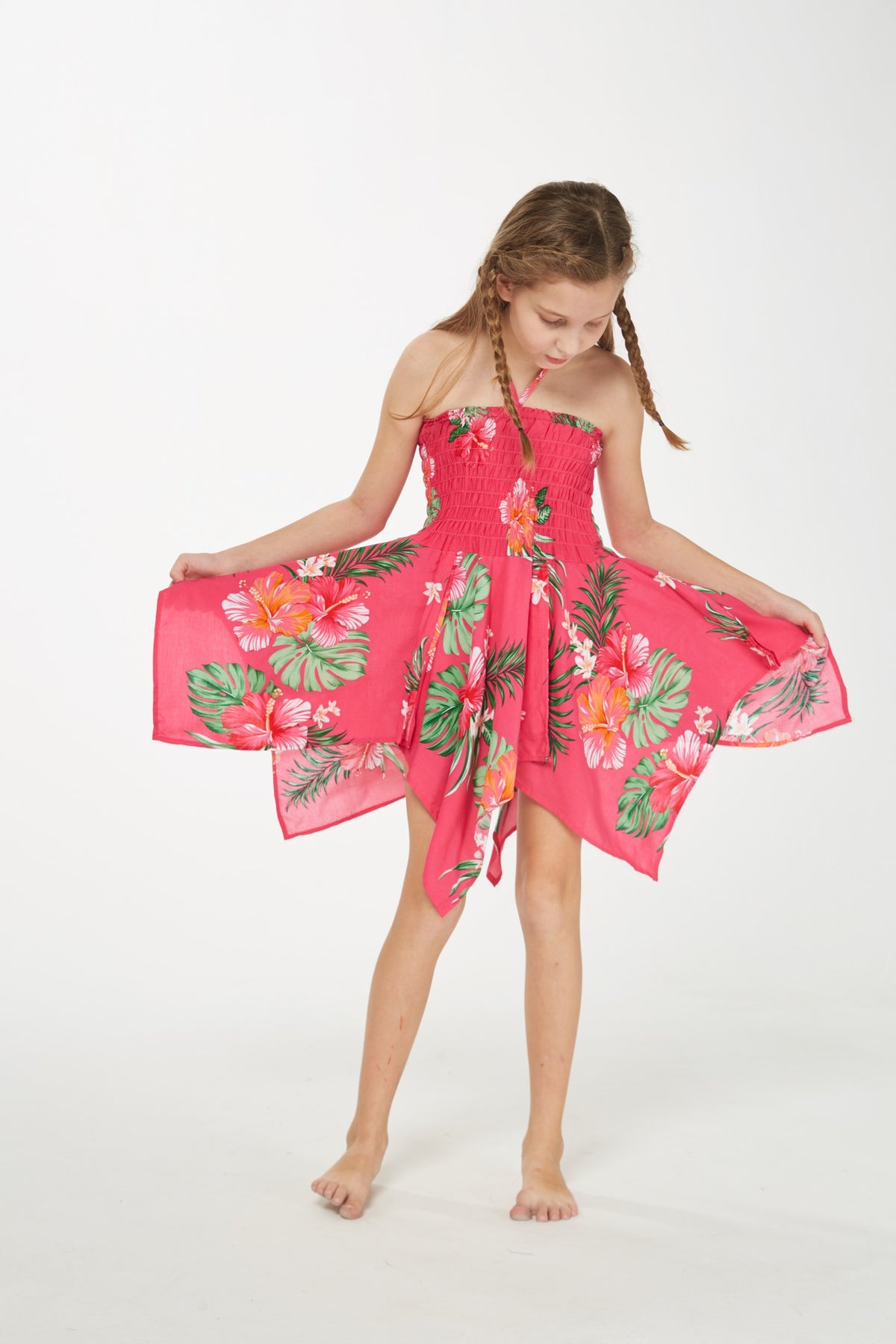Girl Fairy Uneven Bottom Hawaiian Luau Dress in Pretty Tropical Hot Pink Size 12 Hawaii Hangover Girl Fairy Uneven Bottom Hawaiian Luau Dress in Pretty Tropical Hot Pink Size 12 Hawaii Hangover