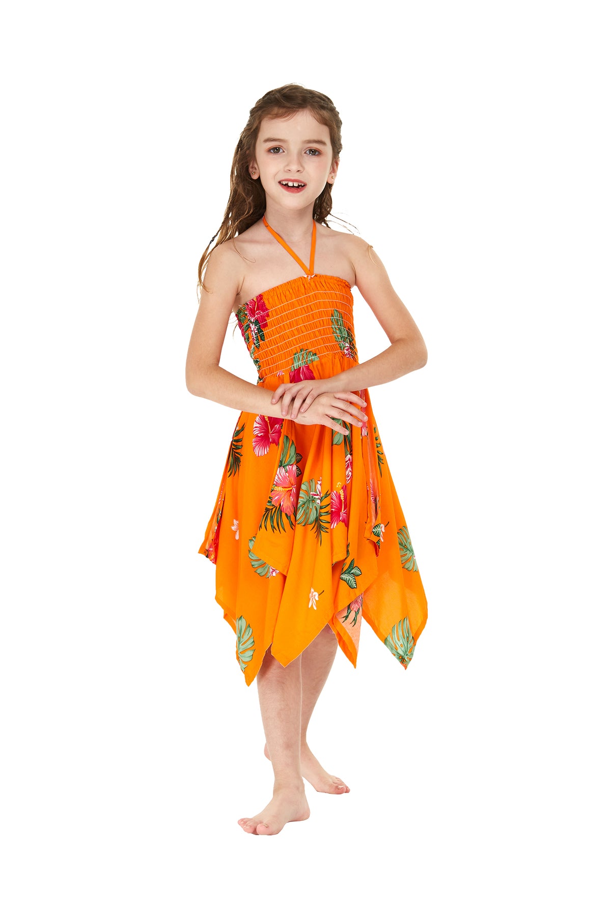 Girl Fairy Dress in Pretty Tropical Orange 4 Girl Fairy Dress in Pretty Tropical Orange 4