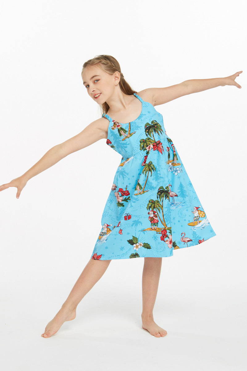 Girl Hawaiian Classic Empire Dress with Elastic Strap in Diamond Head Palms Beach in Navy Size 10 2 Girl Hawaiian Classic Empire Dress with Elastic Strap in Diamond Head Palms Beach in Navy Size 10 2