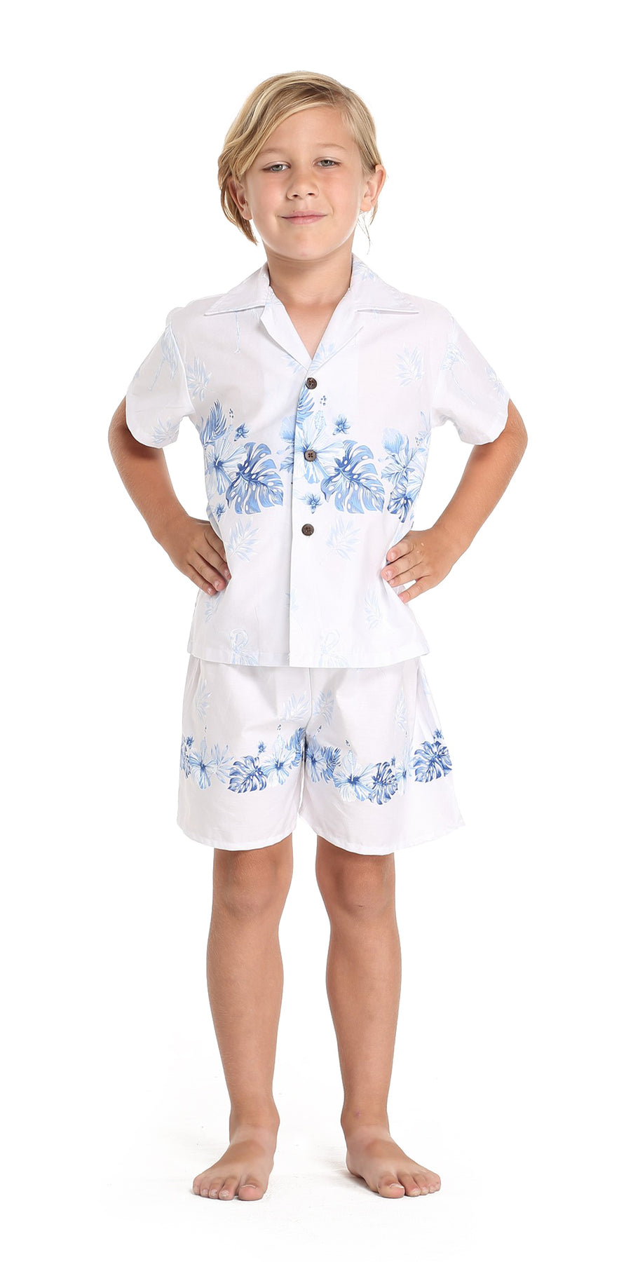 Hawaii Hangover Boy Aloha Luau Shirt Cabana Set in White with Blue ...