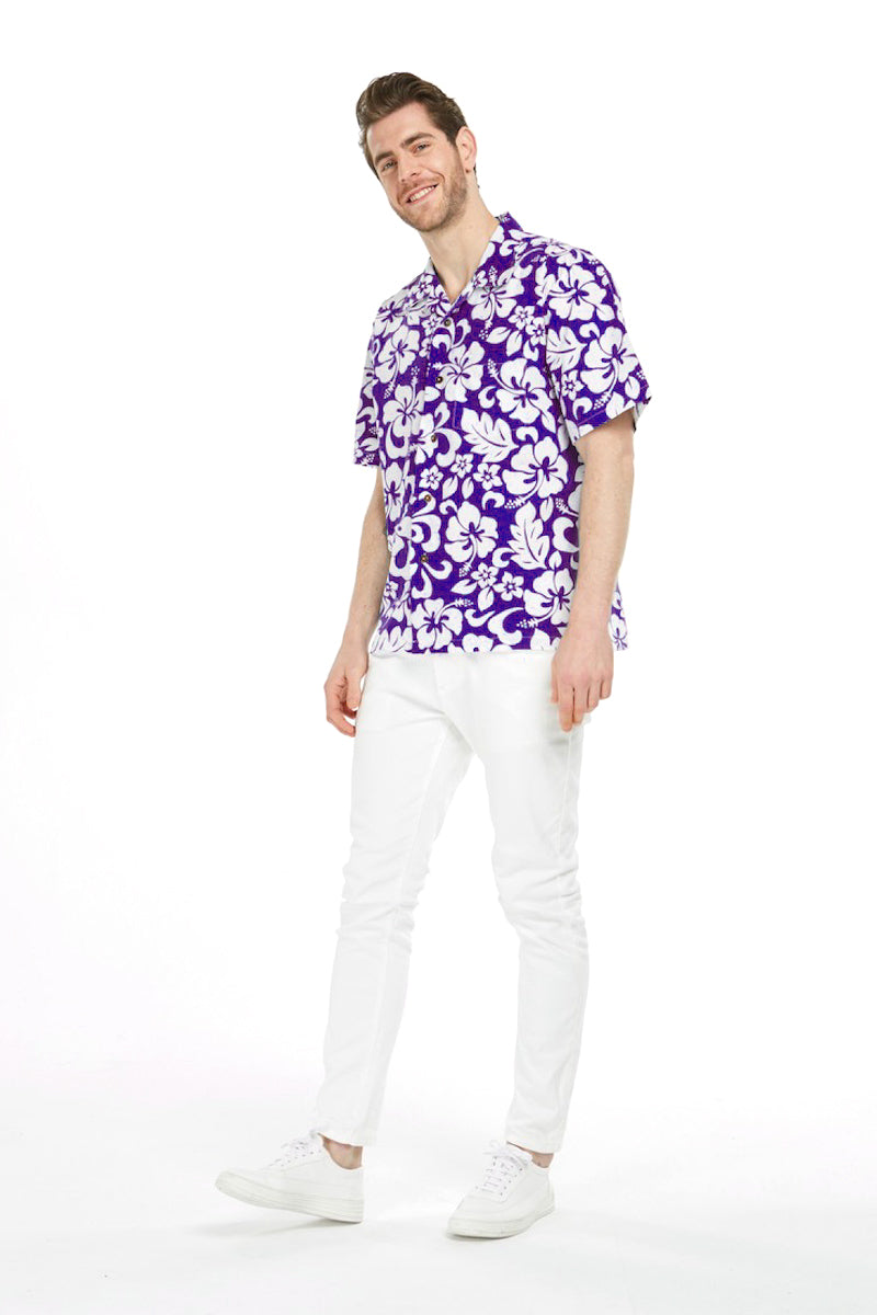 Hawaii Hangover Hawaiian Shirt Aloha Shirt in Classic Hibiscus Purple